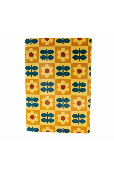 PALTO TASARIM Floral Pattern Checked Notebook for Daily Use - Unlined, A5 Size