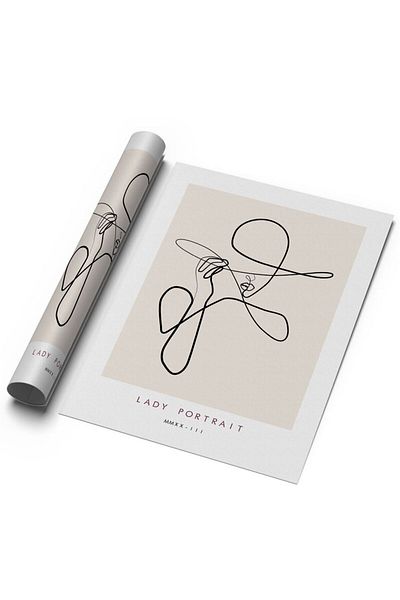 Sweetco Lady Portrait No3 Αφίσα χωρίς πλαίσιο |   Γυναικείο πορτρέτο Line Art One line Αφίσα