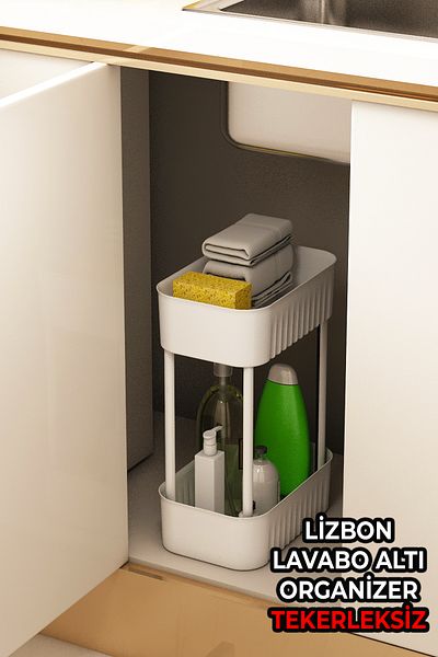 VİGENTİNO Lisbon 2-Ply Bathroom Organizer - Εσωτερική ντουλάπα κάτω από τον πάγκο χωρίς τροχούς