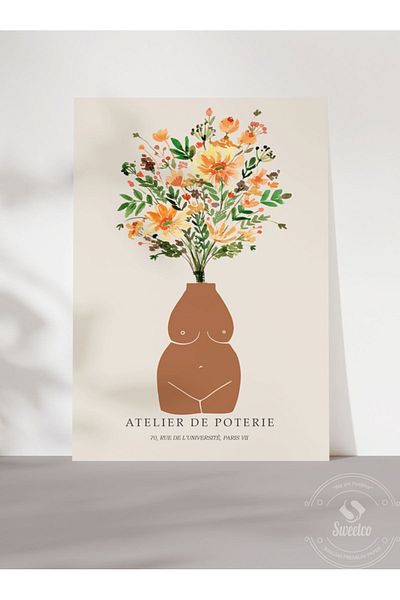 Sweetco Atelier de Poterie No2 - Αφίσα βάζου και λουλουδιών χωρίς πλαίσιο