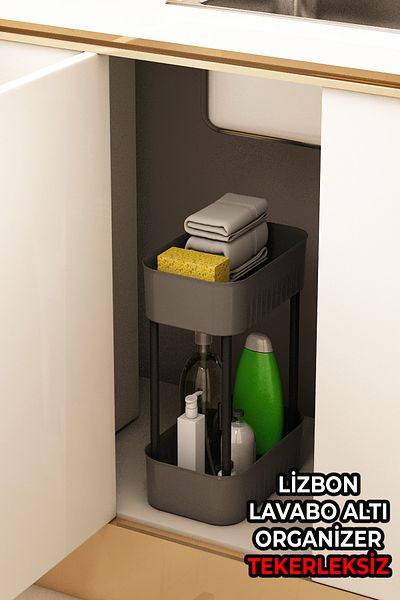VİGENTİNO Lisbon 2-Ply Bathroom Organizer - Εσωτερική ντουλάπα κάτω από τον πάγκο χωρίς τροχούς
