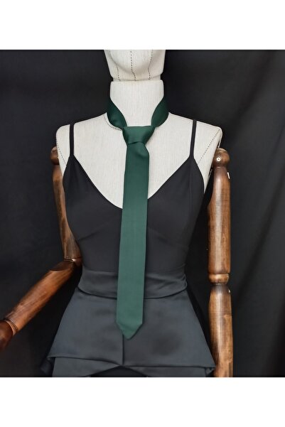 es moda shop Σμαραγδένιο Πράσινο Unisex Σατέν Βραδινό Φόρεμα και Γραβάτα