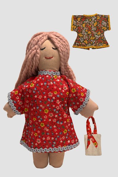 Uretti Selin 8435 32cm Red/Green Flower Patterned Spare Dress Cloth