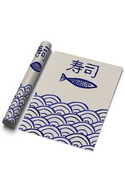Sweetco Japan Fish Çerçevesiz Poster | Mavi Japon Balığı Poster