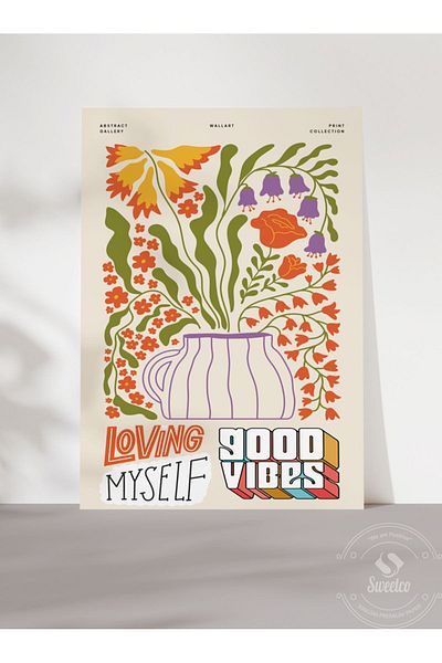 Sweetco Αγαπώ τον εαυτό μου χωρίς πλαίσιο αφίσα |   Αφίσα με μοτίβο I Love Myself