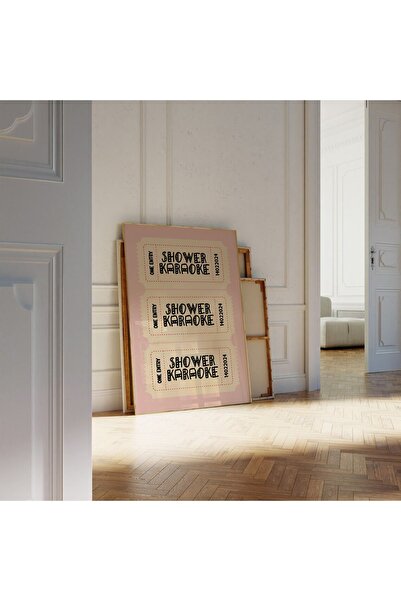 Sweetco Çerçevesiz Poster Shower Karaoke | Pembe Bej Banyo Poster, Müzik Poster