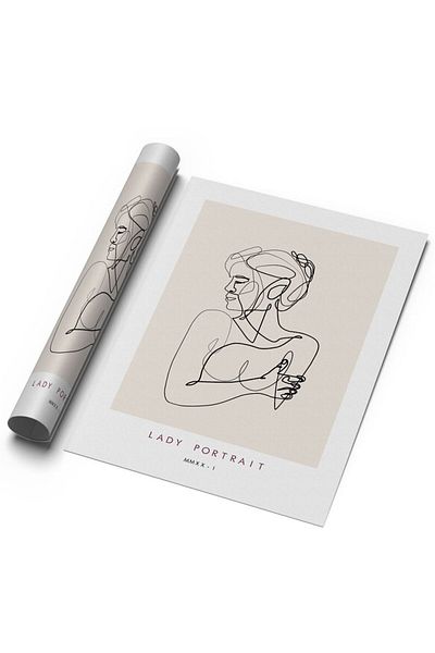 Sweetco Lady Portrait No1 Αφίσα χωρίς πλαίσιο |   Γυναικείο πορτρέτο Line Art One line Αφίσα