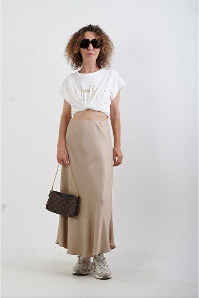 Zelish My Sister Χρυσή σατέν φούστα