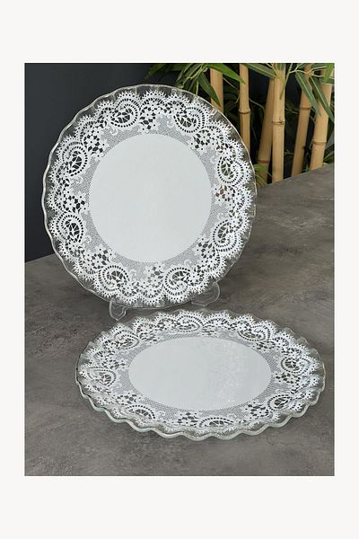 Doğudeko 6-Piece Marche Cake Set with Lace and Silver Detail