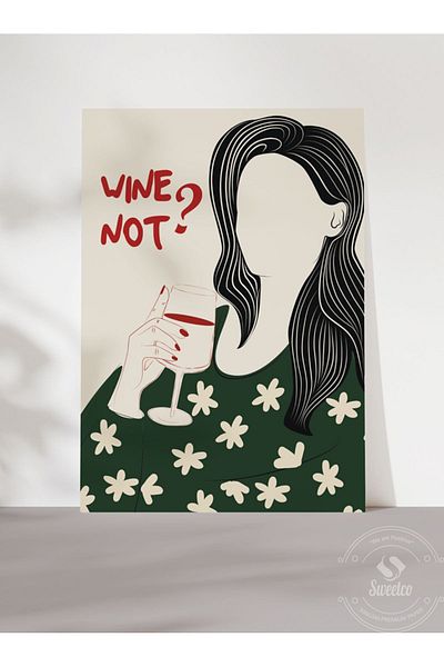 Sweetco Αφίσα Wine Note χωρίς πλαίσιο |   Αφίσα κρασιού κουζίνας Kitchen Bar Wine