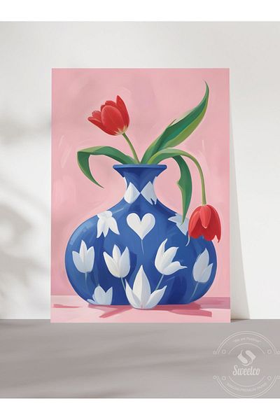Sweetco Αφίσα Blue Tulip - Βάζο χωρίς πλαίσιο και τουλίπες