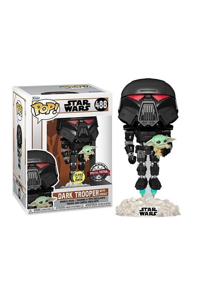 Funko ديزني ستار وورز: ذا ماندالوريان - Dark Trooper وGrogu Glows إصدار خاص رقم: 488