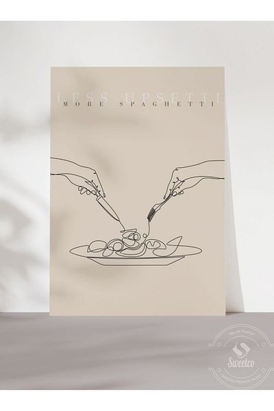 Sweetco Περισσότερη αφίσα Spaghetti Rimless |   Αφίσα κουζίνας ζυμαρικών σπαγγέτι