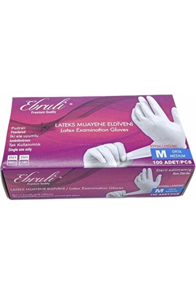 Ebruli قفازات فحص من اللاتكس البودرة M 100 قطعة