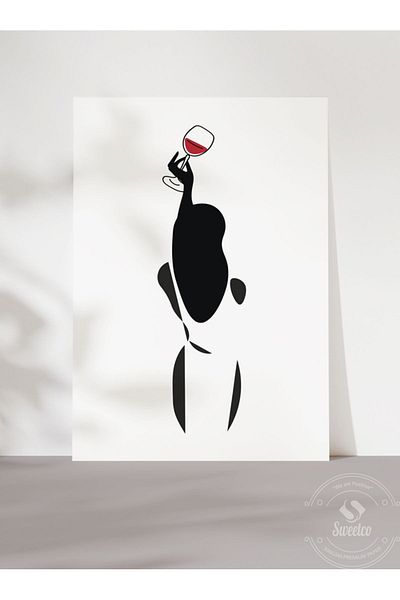Sweetco Αφίσα Wine Girl χωρίς πλαίσιο |   Αφίσα κουζίνας Wine Bar