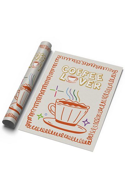 Sweetco Αφίσα χωρίς πλαίσιο για καφέ και εσπρέσο - Line Art, Με θέμα το εστιατόριο, το μπαρ
