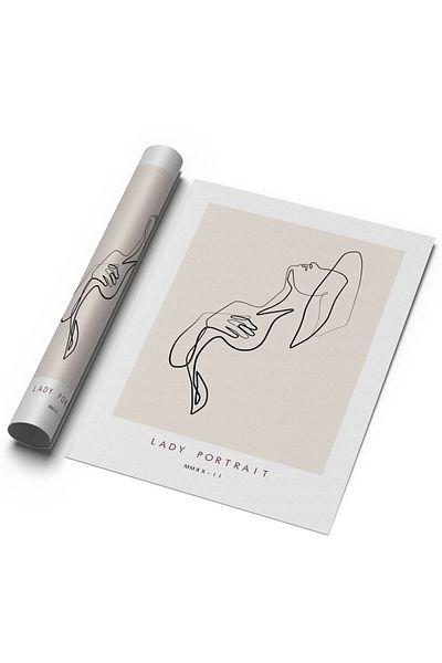 Sweetco Lady Portrait No2 Αφίσα χωρίς πλαίσιο |   Γυναικείο πορτρέτο Line Art One line Αφίσα
