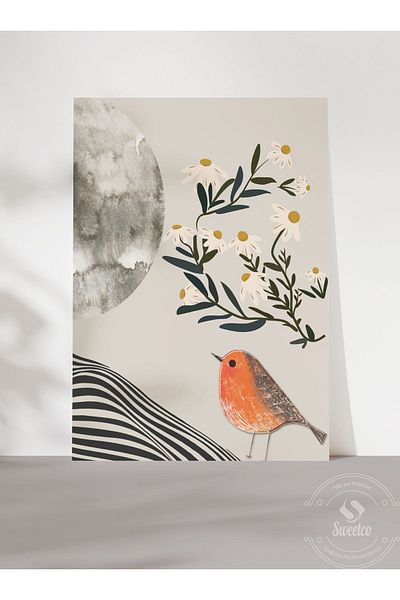 Sweetco Πορτοκαλί χωρίς πλαίσιο Πορτοκαλί Bird Nature αφίσα