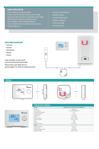Baymak Logı S Kablosuz Oda Termostatı