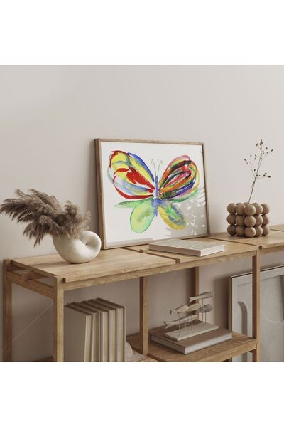Sweetco Çerçevesiz Poster Watercolor Butterfly | Renkli Kelebek Poster