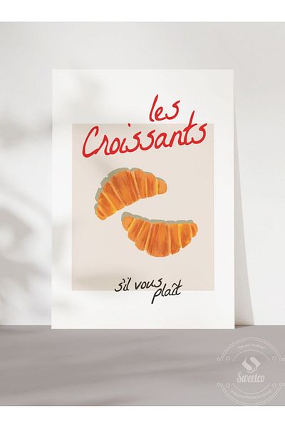 Sweetco Αφίσα πρωινού καταστήματος κουζίνας Croissants - Les Croissant Frameless