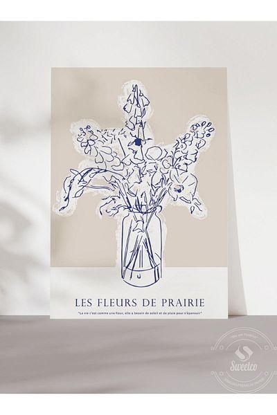 Sweetco Αφίσα χωρίς πλαίσιο Les Fleurs de Prairie |   Αφίσα λουλουδιών σε βάζο