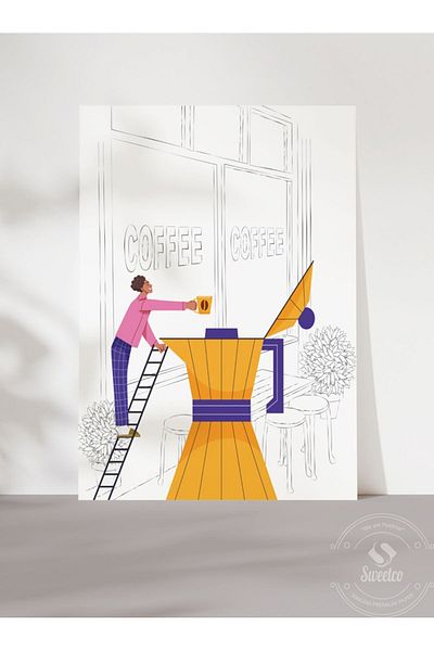 Sweetco Αφίσα για ποτό κουζίνας Espresso Bar - Καφετιέρα χωρίς πλαίσιο