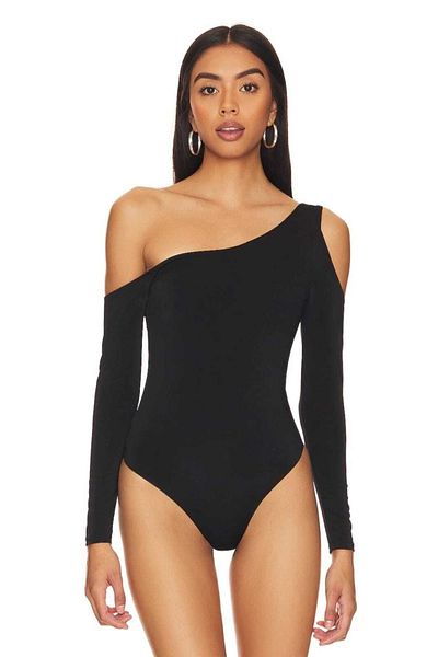 Zagrep Black Silk Jersey Body - Long Sleeve and Asymmetric Collar