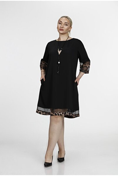 ASLNOVA Elbise Leopar Organize Detaylı