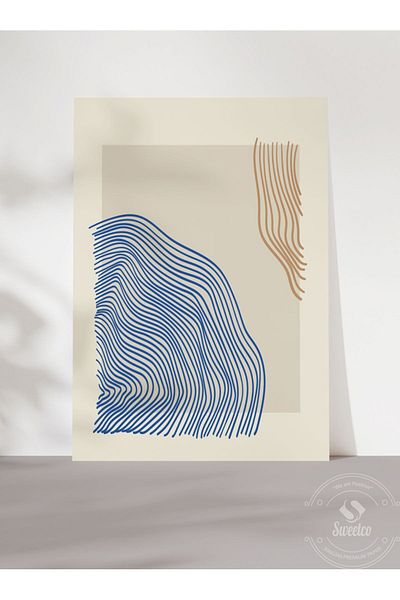 Sweetco Αφίσα χωρίς πλαίσιο Blue Lines |   Αφηρημένη αφίσα με μπλε γραμμές