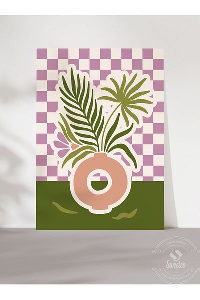 Sweetco Αφίσα χωρίς πλαίσιο με βοτανικό μοτίβο λουλουδιών - Βάζο λουλούδια