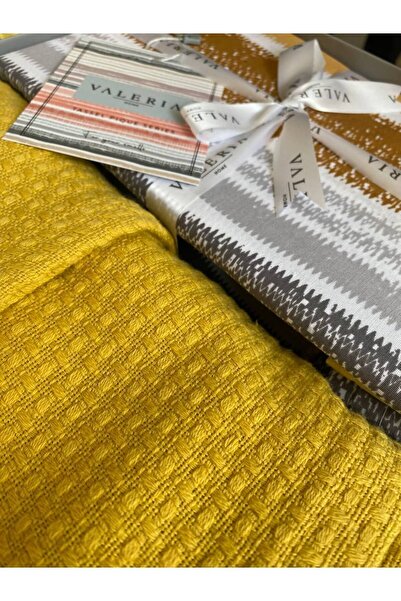 Sudemhome Σετ Πικέ με διπλή φούντα 4 τεμαχίων σε μουστάρδα