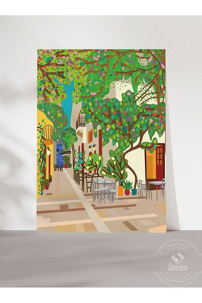 Sweetco Πολύχρωμη αφίσα Street Frameless |   Πολύχρωμη βοτανική αφίσα του δρόμου