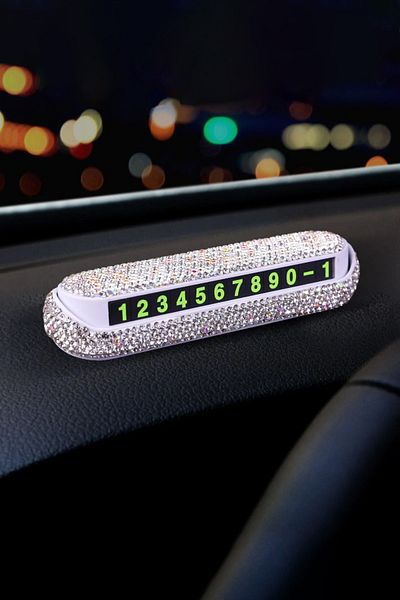 CONOCER Ki Stone Eye-Catching Torpedo Top Vehicle Parking Number Pink Stone Crystal