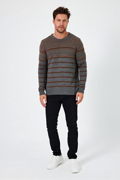 ALEXANDERGARDI Striped Crew Neck Regular Fit Sweater - E24-Eze-20