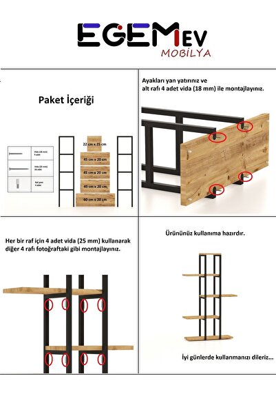 EGEMEV Odina Dekoratif 5 Raflı Çiçeklik Metal Ahşap Saksılık Çiçek Rafı Ve Ahşap Raflar 5 Raflı Çiçeklik