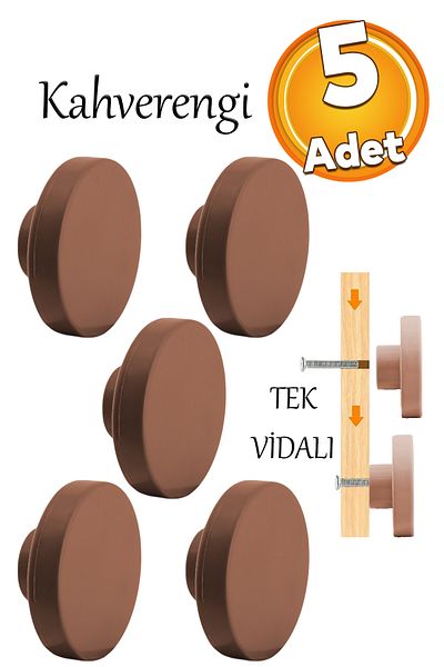 Badem10 Rotund Plastic Culoare Maro Solid 5 Buc Mobilier Cameră Bucătărie Sertar Dulap Mâner Dulap