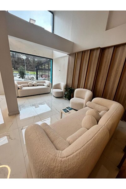 Bilgin Design Luna Koltuk Takımı 3+3+1+1 ( Teddy-Kırık Beyaz)