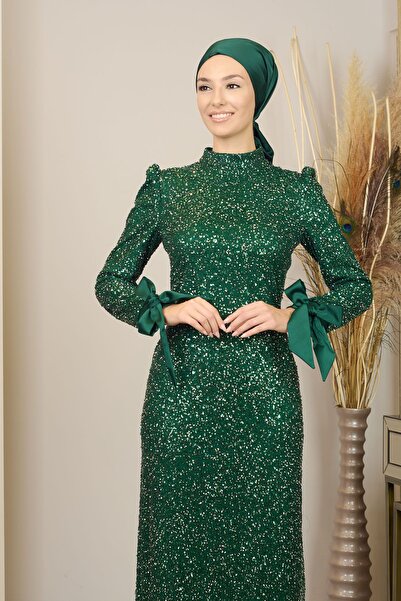 PİENNAR Βραδινό φόρεμα Sultan με λεπτομέρεια παγιέτες με φιόγκο