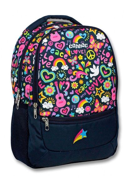 ÜMİT ÇANTA Cennec Black Love Printed Primary School Backpack - Girl
