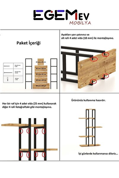 EGEMEV Dekoratif 5 Raflı Metal Çiçeklik Saksı Standı Saksılık