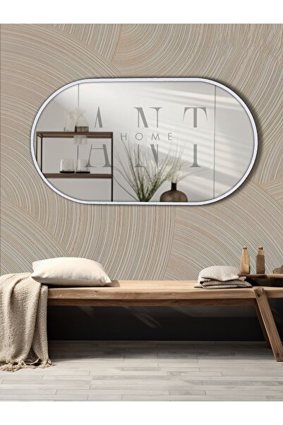 ant home Dekoratif Ayna Duvar Aynası Konsol Aynası Mdf Elips Ayna 90x50 Cm