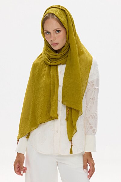 FENZA SCARF Şal de bumbac cu ciucuri Freya Muslin Wrap