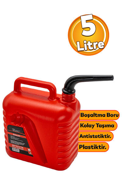 Badem10 Boşaltma Borulu Plastik Antistatik Benzin Bidonu 5 Litre Akaryakıt Mazot Taşıma Doldurma Depolama