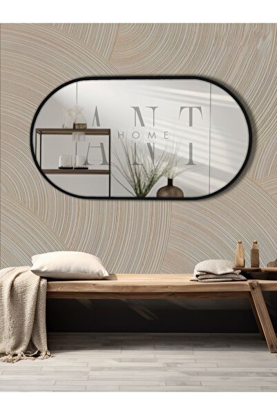 ant home Dekoratif Ayna Duvar Aynası Konsol Aynası Mdf Elips Ayna 90x50 Cm