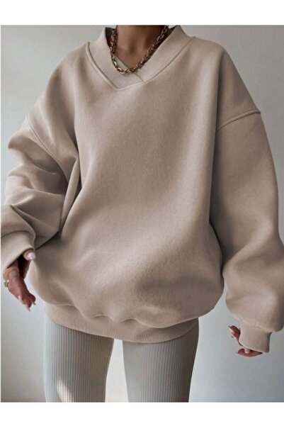 MOONBULL Women's Oversize Sweatshirt - V-neck