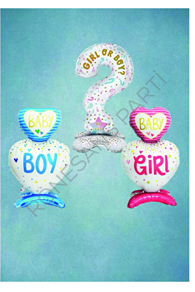 Generic Brand Footed Girl or Boy Pink Girl - Blue Size 3-Piece Foil Balloon Set