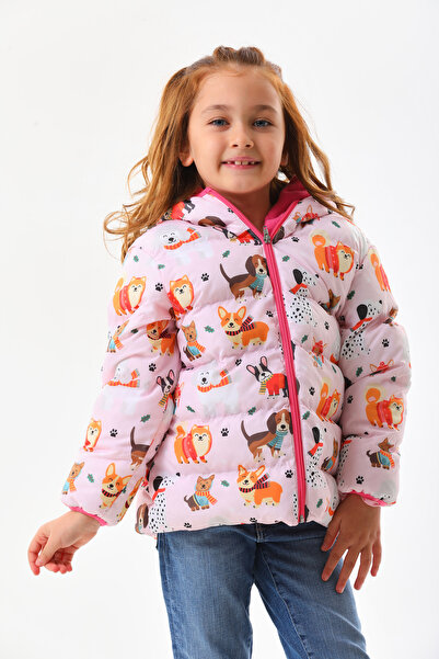 ROBA KIDS Jachetă pufă de iarnă cu glugă din fleece și imprimeu pentru câini ...