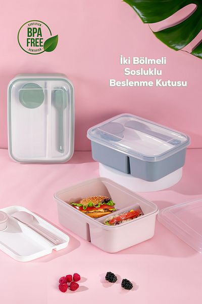 Porsima 1183 Model - Portable Feeding Bowl with Spoon and Fork and Sauce Bowl