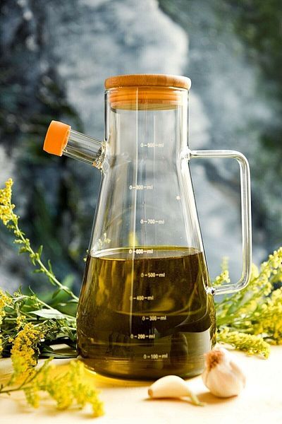 FBZhome 900 Ml Borosilicate Glass - Vacuum Bamboo Lid, Single Oil Pot Vinegar Oil Pot